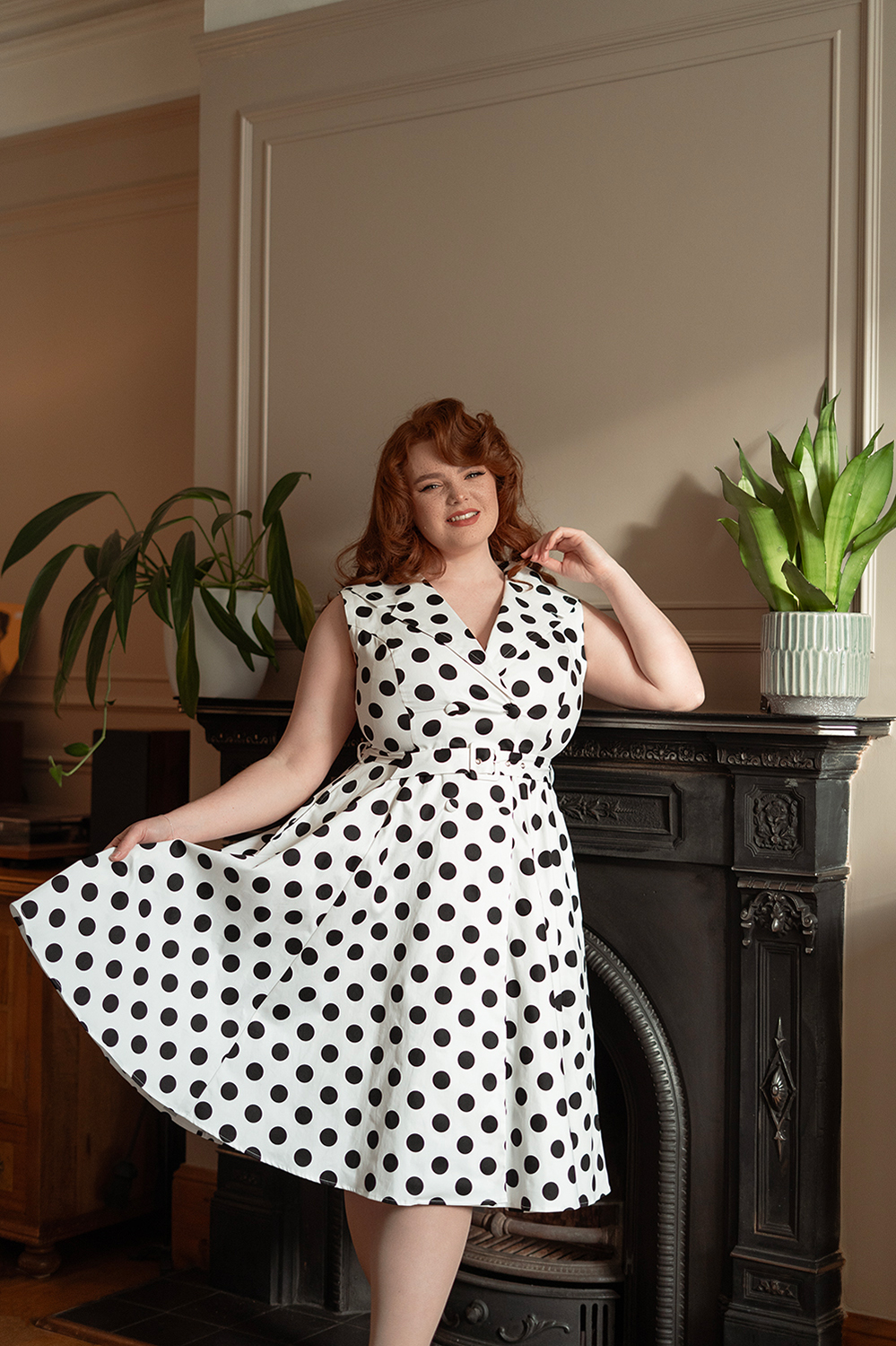 Clarissa Polka Dot Swing Dress in Extended Sizing
